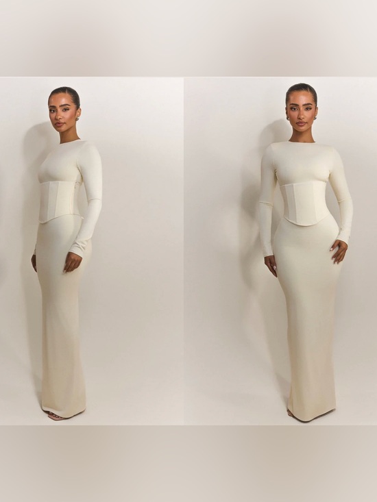 Mars The Label Dresses & Skirts - Women's Cream Maxi Dress with Corset Waist